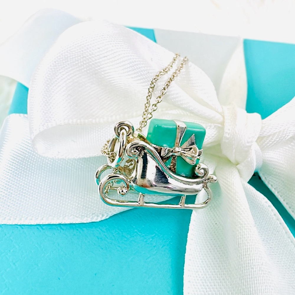 Tiffany & co blue enamel silver sled charm necklace - Picture 12 of 13